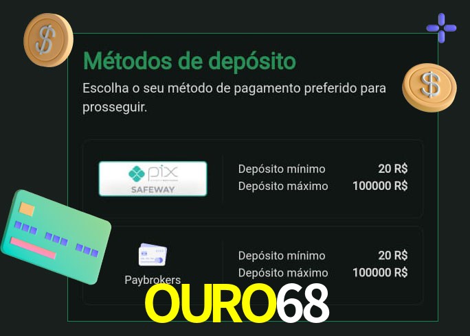 O cassino OURO68 oferece uma grande variedade de métodos de pagamento